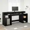 Image de vidaXL Bureau avec porte Chêne noir 200 x 55 x 91 cm Bois d'ingénierie