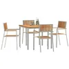 Image de vidaXL Ensemble de Repas extérieur 5 pcs Marron Bois de Teck Massif, Jardin et terrasse, Ensemble Moderne de Salle à Manger extérieur, Meubles résistants, Espace al Fresco élégant
