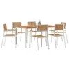 Image de vidaXL Ensemble de Repas extérieur 7 pcs Marron Bois de Teck Massif, Jardin et terrasse, Ensemble Moderne de Salle à Manger extérieur, Meubles résistants, Espace al Fresco élégant
