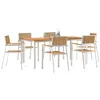 Image de vidaXL Ensemble de Repas extérieur 7 pcs Marron Bois de Teck Massif, Jardin et terrasse, Ensemble Moderne de Salle à Manger extérieur, Meubles résistants, Espace al Fresco élégant