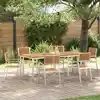 Image de vidaXL Ensemble de repas extérieur 7 pcs Marron Bois de teck massif