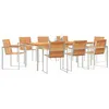 Image de vidaXL Ensemble de Salle à Manger pour Jardin 9 pcs, Jardin et terrasse, Ensemble Moderne de Salle à Manger en extérieur, Table en INOX, Meubles de Patio stylés