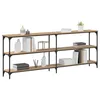 Image de vidaXL Table Console avec étagère chêne Artisanal 200 x 29 x 75 cm, Table Console Industrielle, Rangement incliné, Style Moderne, entrée étroite, fonctionnalité pour la Maison