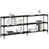 Image de vidaXL Table Console avec étagère Chêne Noir 200 x 29 x 75 cm, Table Console Industrielle, Rangement incliné, Style Moderne, entrée étroite, fonctionnalité pour la Maison