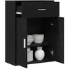 Image de vidaXL Buffet avec tiroir Chêne Noir 79 x 38 x 80 cm Bois d'ingénierie, Salle à Manger, rectangulaire, Style Rustique, rangements Pratiques, Parfait pour Les Repas en Famille, Design Moderne