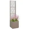 Image de vidaXL Cache-Pot de Jardin Gris 36 x 36 x 140 cm Polypropylène, Pot de Fleurs Moderne, planteur intérieur/extérieur, bac en Plastique, Treillis de Jardin pour déco de Patio