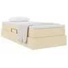 Image de vidaXL Lit avec Rangement et Matelas Crème 90 x 200 cm Polyester, Cadre de lit rectangulaire Moderne, Design à élévation hydraulique, Tissu Polyester, Matelas à Ressorts, Ergonomique