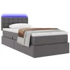 Image de vidaXL Lit avec Rangement et LED Gris 100 x 200 cm Cuir synthétique, Cadre de lit Moderne pour Chambre, rectangulaire, Rangement Gain de Place, Matelas de Luxe avec hydraulique caché