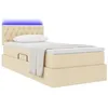 Image de vidaXL Lit avec Rangement et LED avec Matelas Crème 90 x 200 cm Tissu, Chambre Moderne, lit rectangulaire, Rangement Pratique, Cadre LED, éclairage USB, Matelas Medium Confortable