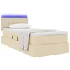 Image de vidaXL Lit avec Rangement et LED avec Matelas Crème 90 x 200 cm Tissu, Mobilier Moderne, lit de Rangement rectangulaire, Sommeil amélioré avec Matelas Moyen Ferme, Cadre LED, Gain de Place