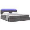 Image de vidaXL Lit avec Rangement et LED Gris 200 x 200 cm Cuir synthétique, Cadre de lit esthétique, Design rectangulaire Moderne, système hydraulique, Matelas Ressorts, Solution de Rangement Chic