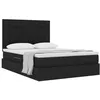 Image de vidaXL Lit avec Rangement et Matelas Noir 140 x 190 cm Polyester, Cadre de lit Noir stylé, Rangement Moderne, Design rectangulaire, Espace Confortable, Matelas Inclus