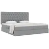 Image de vidaXL Lit avec Rangement et Matelas Gris Clair 200 x 200 cm Polyester, Cadre de lit Noir stylé, Rangement Moderne, Design rectangulaire, Espace Confortable, Matelas Inclus