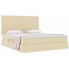 Image de vidaXL Lit de Rangement avec tête de lit Crème 180 x 200 cm Tissu