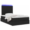 Image de vidaXL Lit avec Rangement et LED avec LED Noir 120 x 200 cm Polyester, Mobilier Chambre innovant, lit Moderne avec Levage hydraulique, Rangement sous Le lit, LED, Soutien Position Sommeil
