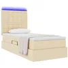 Image de vidaXL Lit avec Rangement et LED avec LED Crème 90 x 200 cm Polyester, Mobilier Chambre innovant, lit Moderne avec Levage hydraulique, Rangement sous Le lit, LED, Soutien Position Sommeil