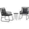 Image de vidaXL Ensemble de Salle à Manger pour Jardin 3 pcs Noir et Anthracite, Mobilier de Jardin Moderne, Banc, Ensemble Lounge, canapé de Patio, Coussins en Polyester