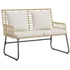 Image de vidaXL Banc de Jardin Marron et Crème polyrotin, Jardin et Terrasse, Mobilier d'extérieur Moderne, Ensemble en Poly Rattan, Canapé de Patio, Sièges Lounge