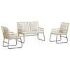 Image de vidaXL Ensemble de Salle à Manger pour Jardin 3 pcs Marron et Crème, Mobilier de Jardin Moderne, Banc, Ensemble Lounge, canapé de Patio, Coussins en Polyester