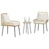 Image de vidaXL Ensemble de Salle à Manger pour Jardin 3 pcs Marron et Crème, Mobilier de Jardin et terrasse, Ensemble Moderne, chaises Poly rotin résistantes, assises ergonomiques, Coussins