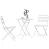 Image de vidaXL Ensemble Bistro de Jardin 3 pcs Blanc Acier, Jardin et Terrasse, Ensemble de Mobilier Extérieur Moderne, Chaises Bistro Compactes, Salle à Manger en Acier