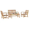 Image de vidaXL Ensemble de canapé de Jardin 4 pcs Naturel Bois de Teck Massif, Canapé Moderne pour Jardin et terrasse, mobilier en Teck, Confort stylé, Design Minimaliste