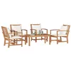 Image de vidaXL Ensemble de canapé de Jardin 5 pcs Naturel Bois de Teck Massif, Canapé Moderne pour Jardin et terrasse, mobilier en Teck, Confort stylé, Design Minimaliste