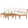 Image de vidaXL Ensemble de canapé de Jardin 4 pcs Marron et Crème, Jardin et terrasse, Meubles Patio Modernes, canapé extérieur, sièges en Teck, Ensemble Relaxant, Coussins en Mousse