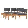 Image de vidaXL Ensemble de canapé de Jardin 4 pcs Marron et Gris, Jardin et terrasse, Meubles Patio Modernes, canapé extérieur, sièges en Teck, Ensemble Relaxant, Coussins en Mousse