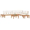 Image de vidaXL Ensemble de canapé de Jardin 4 pcs Marron et Crème, Jardin et terrasse, Meubles Patio Modernes, canapé extérieur, sièges en Teck, Ensemble Relaxant, Coussins en Mousse