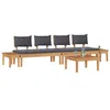 Image de vidaXL Ensemble de canapé de Jardin 5 pcs Marron et Gris, Jardin et terrasse, Meubles Patio Modernes, canapé extérieur, sièges en Teck, Ensemble Relaxant, Coussins en Mousse