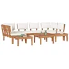 Image de vidaXL Ensemble de canapé de Jardin 4 pcs Marron et Crème, Jardin et terrasse, Meubles Patio Modernes, canapé extérieur, sièges en Teck, Ensemble Relaxant, Coussins en Mousse