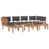 Image de vidaXL Ensemble de canapé de Jardin 4 pcs Marron et Gris, Jardin et terrasse, Meubles Patio Modernes, canapé extérieur, sièges en Teck, Ensemble Relaxant, Coussins en Mousse