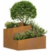 Image de vidaXL Cache-Pot de Jardin Marron 60 x 60 x 50 cm, Jardin et terrasse, Pot métal Moderne idéal pour l’extérieur, Support Durable, Accessoire décoratif, Style Contemporain