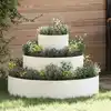 Image de vidaXL Cache-pot de jardin Blanc 90 x 90 x 20 cm Acier laminé à froid