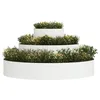Image de vidaXL Cache-Pot de Jardin Blanc 120 x 120 x 20 cm, Jardins et terrasses, Pot Moderne Rond, Acier pour l'extérieur, Pots en métal Robustes pour la déco