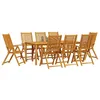 Image de vidaXL Ensemble de Salle à Manger pour Jardin Pliable 9 pcs Marron, Ensemble de Jardin et terrasse, mobilier Moderne, Pliable, écolo, Gain de Place en Bois