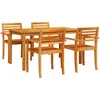Image de vidaXL Ensemble de Salle à Manger pour Jardin 5 pcs Marron, Ensemble de Salle à Manger en Acacia Rustique, Meubles d'extérieur, pour Jardin et terrasse, Design Simple