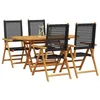 Image de vidaXL Ensemble de Salle à Manger pour Jardin 5 pcs Noir, Ensemble de Jardin en Bois d'acacia, mobilier extérieur Moderne, Assise Rustique pour terrasse