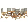Image de vidaXL Ensemble de Salle à Manger pour Jardin 7 pcs Gris, Ensemble de Jardin en Bois d'acacia, mobilier extérieur Moderne, Assise Rustique pour terrasse