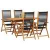Image de vidaXL Ensemble de Salle à Manger pour Jardin 5 pcs Noir, Ensemble de Jardin, mobilier extérieur stylé, Bois d'acacia, canapé Confortable, Table Pliante pour Repas en Plein air