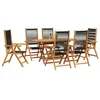 Image de vidaXL Ensemble de Salle à Manger pour Jardin 7 pcs Noir, Ensemble de Jardin, mobilier extérieur stylé, Bois d'acacia, canapé Confortable, Table Pliante pour Repas en Plein air