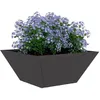Image de vidaXL Cache-Pot de Jardin 5 pcs Noir 35 x 35 x 15 cm, Jardin et terrasse, Pot trapezoïdal Moderne, Support en métal, déco extérieure, Pot Minimaliste