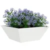 Image de vidaXL Cache-Pot de Jardin 5 pcs Blanc 40 x 40 x 15 cm, Jardin et terrasse, Pot trapezoïdal Moderne, Support en métal, déco extérieure, Pot Minimaliste