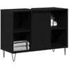 Image de vidaXL Cabinet de Salle de Bain Noir 80 x 33 x 60 cm Bois d'ingénierie, Meuble de Salle de Bain rectangulaire Moderne, Gain de Place Mural, Bois, Design Minimaliste, pour l'intérieur