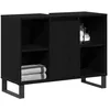 Image de vidaXL Cabinet de Salle de Bain Noir 80 x 33 x 60 cm Bois d'ingénierie, Miroir rectangulaire Tendance, Meuble de Salle de Bain, Rangement spacieux, Cabinet Mural, déco stylée