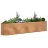 Image de vidaXL Lit surélevé Marron 400 x 80 x 81 cm Acier, Jolie jardinière en Acier, déco Moderne pour Le Jardin, lit Floral surélevé, résistant pour terrasses