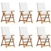 Image de vidaXL Chaise de Jardin 6 pcs Marron et Blanc 57 x 71,5 x 104 cm, Chaise Teck Moderne pour Jardin et Terrasse, Dossier Réglable, Résistante aux Intempéries, Mobilier Stylé Exterieur