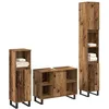 Image de vidaXL Ensemble de mobilier de Salle de Bain avec étagère 3 pcs Marron, Rangement élégant, étagère rectangulaire, Cabinet en Bois Moderne, Organisateur Pratique et Tidy