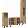 Image de vidaXL Ensemble de mobilier de salle de bain avec porte 3 pcs Marron